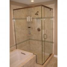 Century Bathworks GAP-1632 - GAP-1632 Door with (2) Adjacent Side Panels & Notched 90 Degree return Panel, Satin