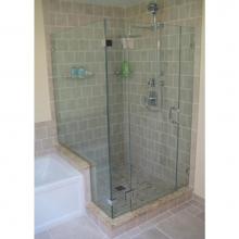 Century Bathworks GG-1632 - GG-1632 Door with (2) Adjacent Side Panels & Notched 90 Degree Return Panel, Satin N