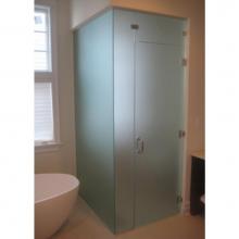 Century Bathworks GW-1631 - GW-1631 Door & Sidelite with 90 Degree Return, Satin Nickel, 3/8'' Satin Etch Glass,