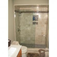 Century Bathworks GSP 100 - GSP 100 Frameless 3/8'' Spray Panel with Radius Corner, Chrome Stationary Wall Clips