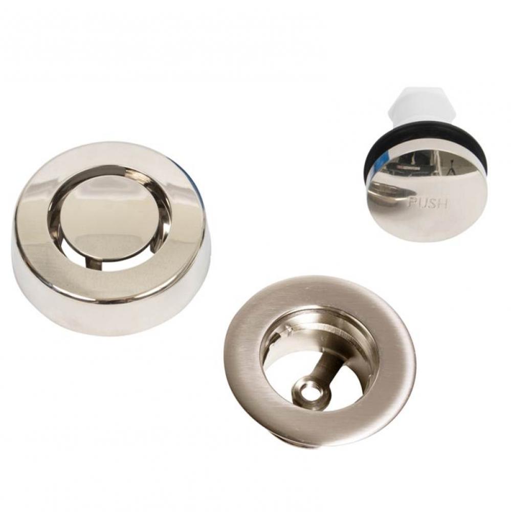 True Blue Touch-Toe Stopper Trim Kit, Bn, Plated Brass Spud