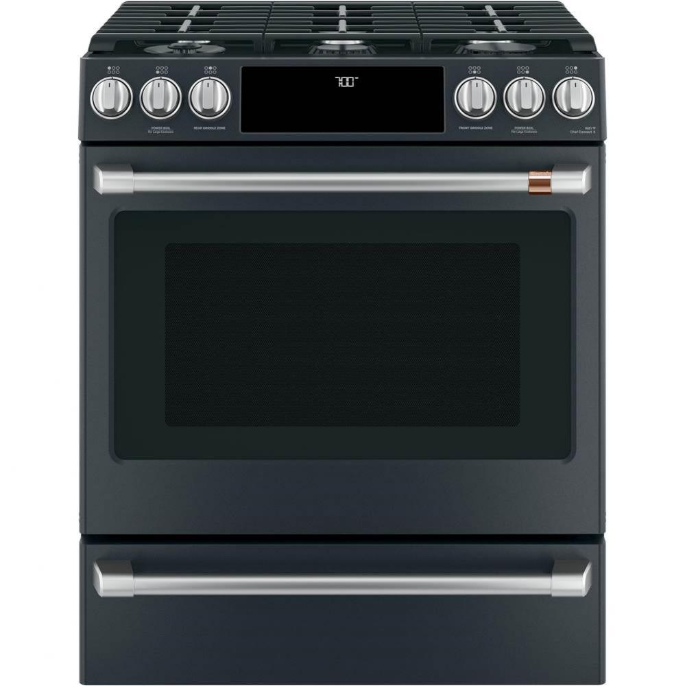 Cafe 30'' Smart Slide-In, Front-Control, Gas Range with Convection Oven