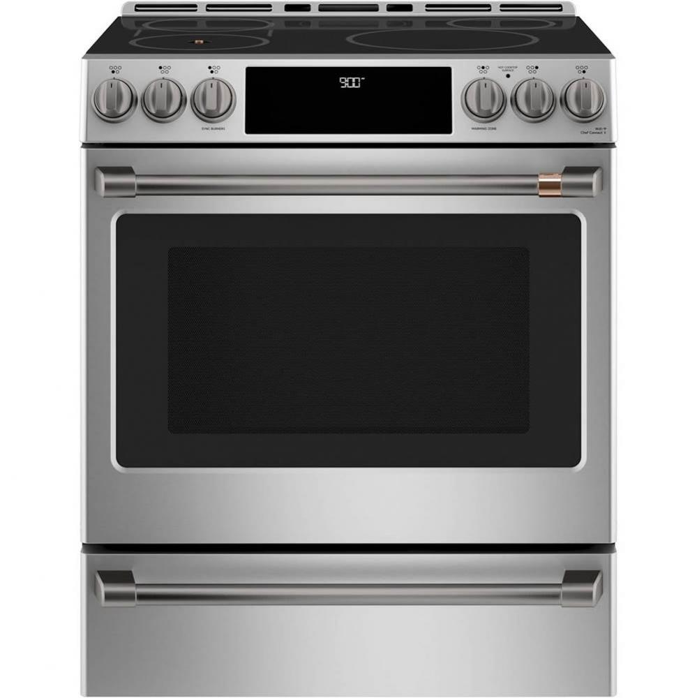 Cafe™ 30'' Smart Slide-In Front Control Induction and Convection Range with Warming Dr