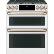 GE Cafe Series C2S950P4MW2 - Cafe 30'' Smart Slide-In, Front-Control, Dual-Fuel, Double-Oven Range with Convection