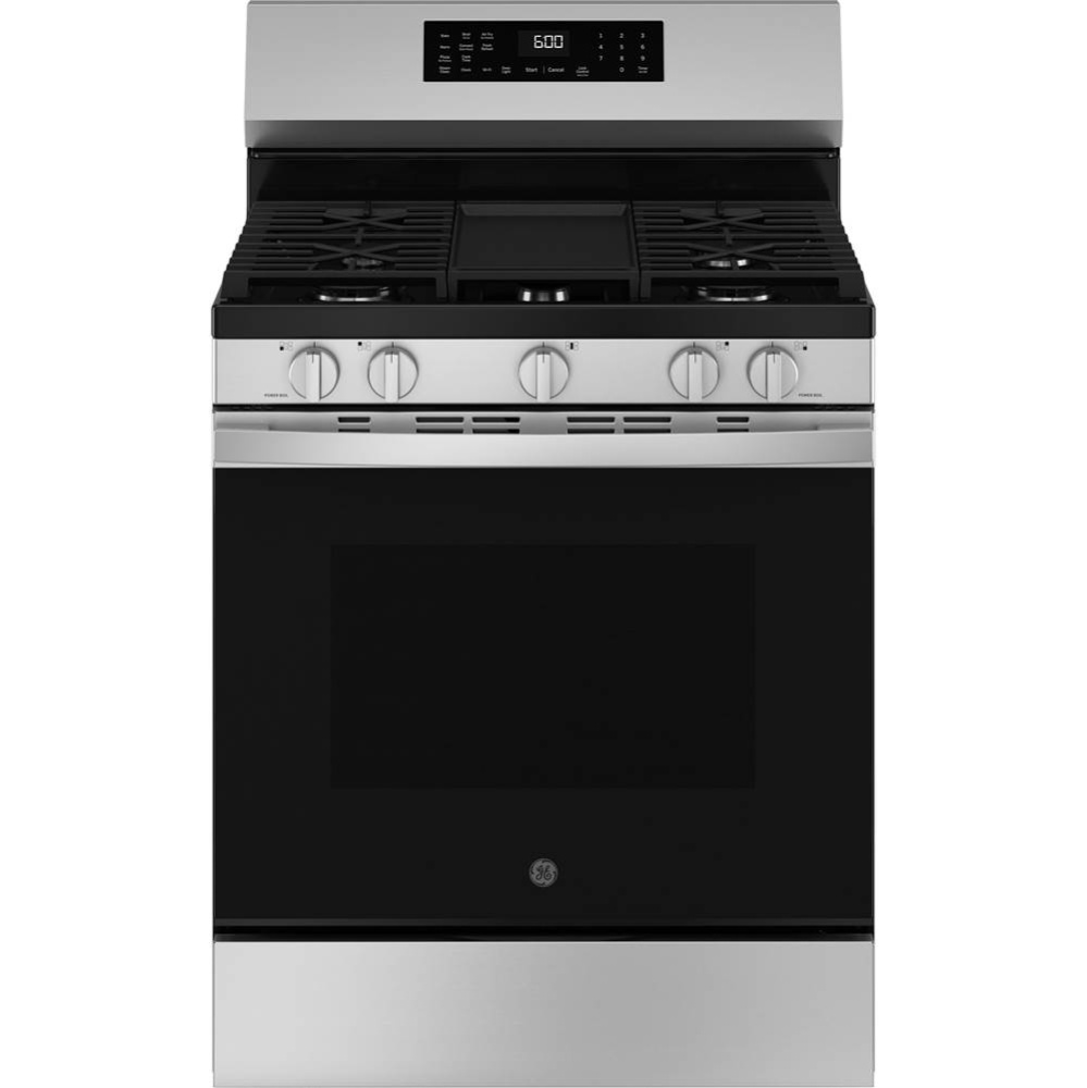 GE 30'' Free-Standing Gas Convection Range with No Preheat Air Fry and EasyWash Oven Tra