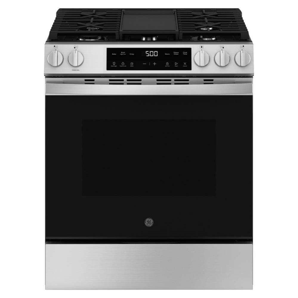 GE 30'' Slide-In Front Control Gas Range with Crisp Mode