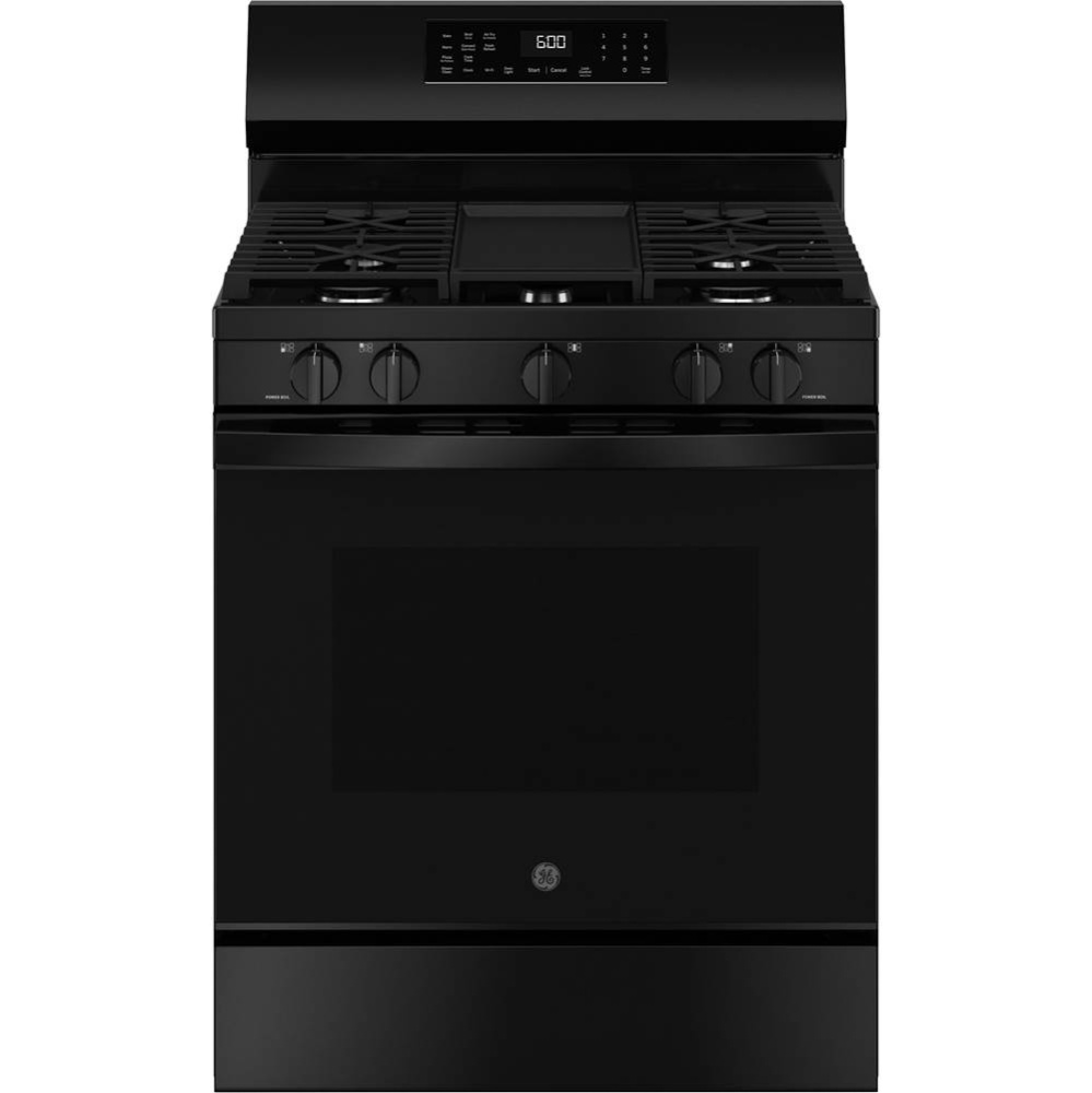 GE 30'' Free-Standing Gas Convection Range with No Preheat Air Fry and EasyWash Oven Tra
