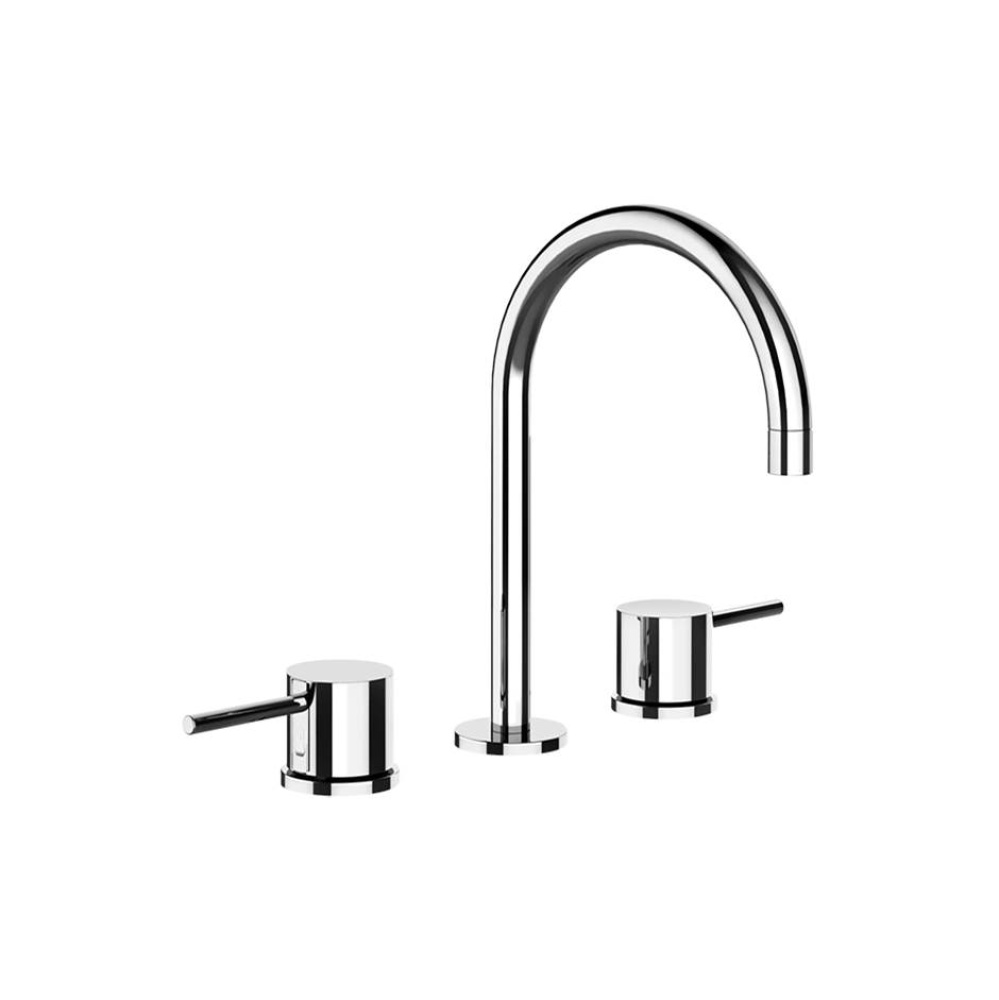 Widespread washbasin mixer without pop-up assembly