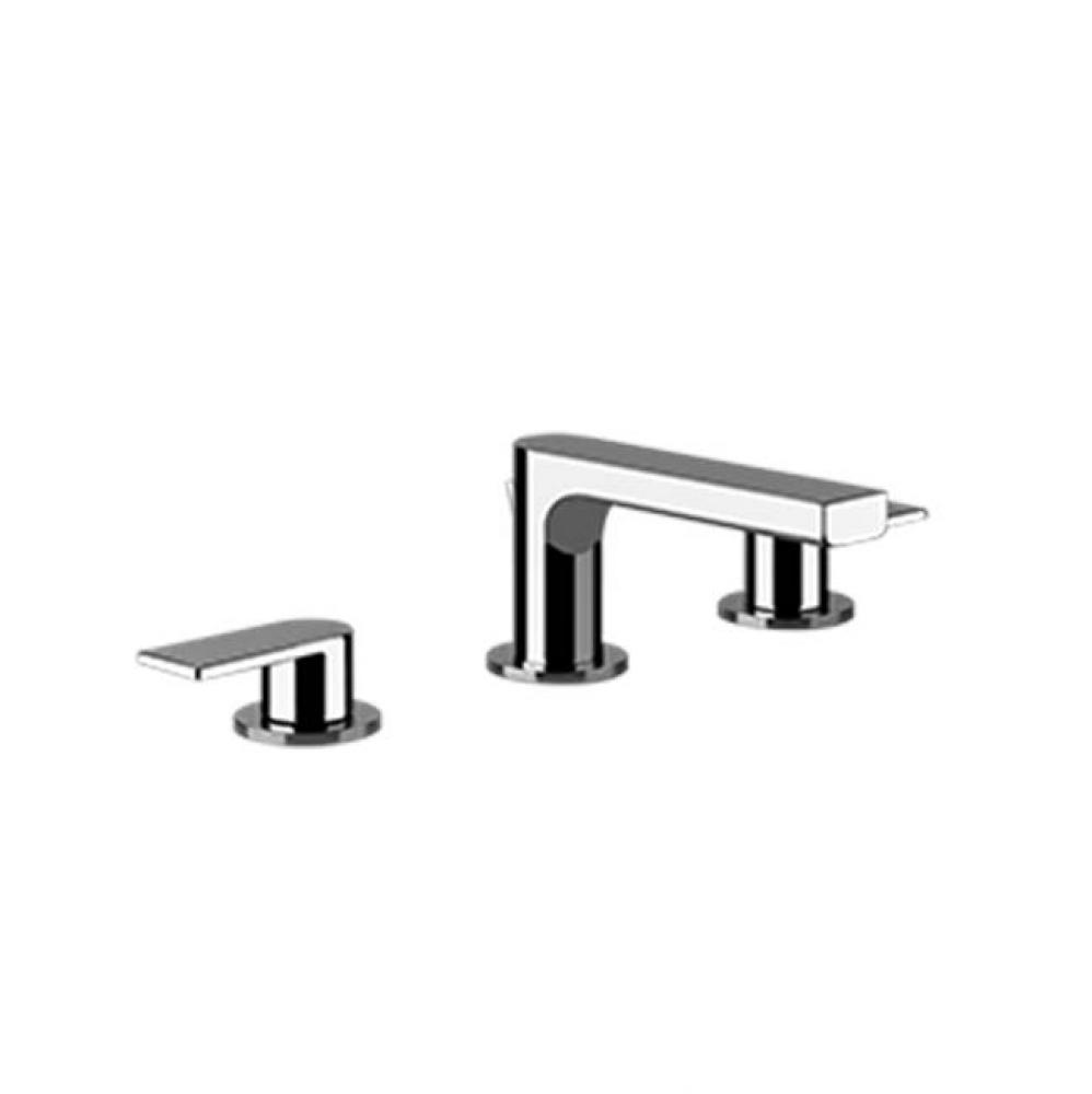 Widespread washbasin mixer with pop-up assembly