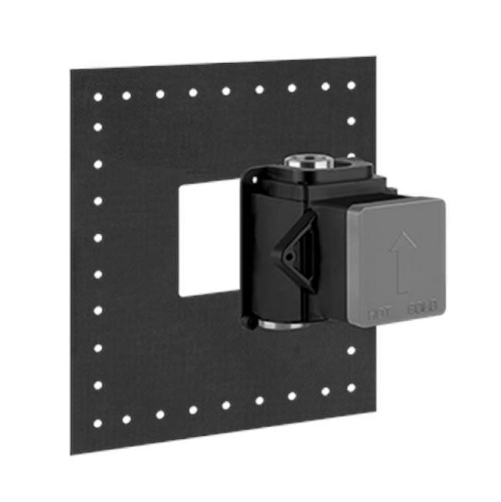 In-wall thermostatic rough valve for individual mixer