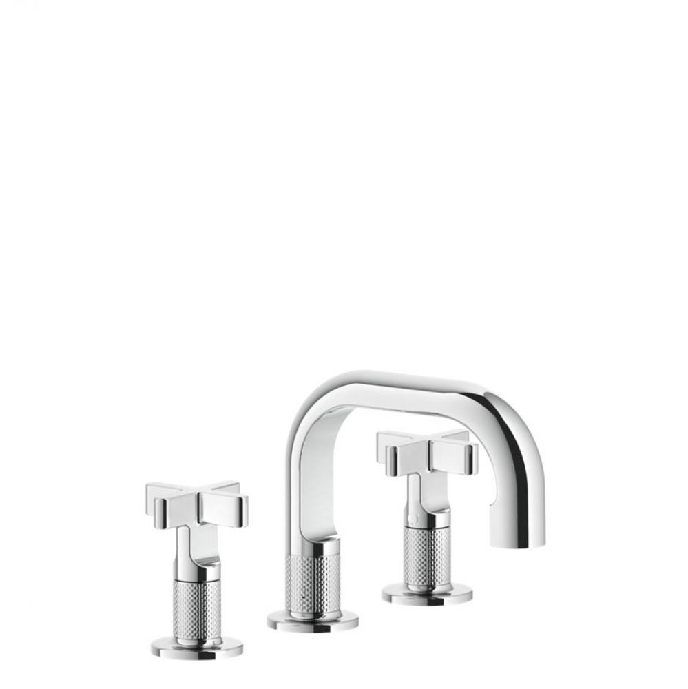 Widespread washbasin mixer without pop-up assembly