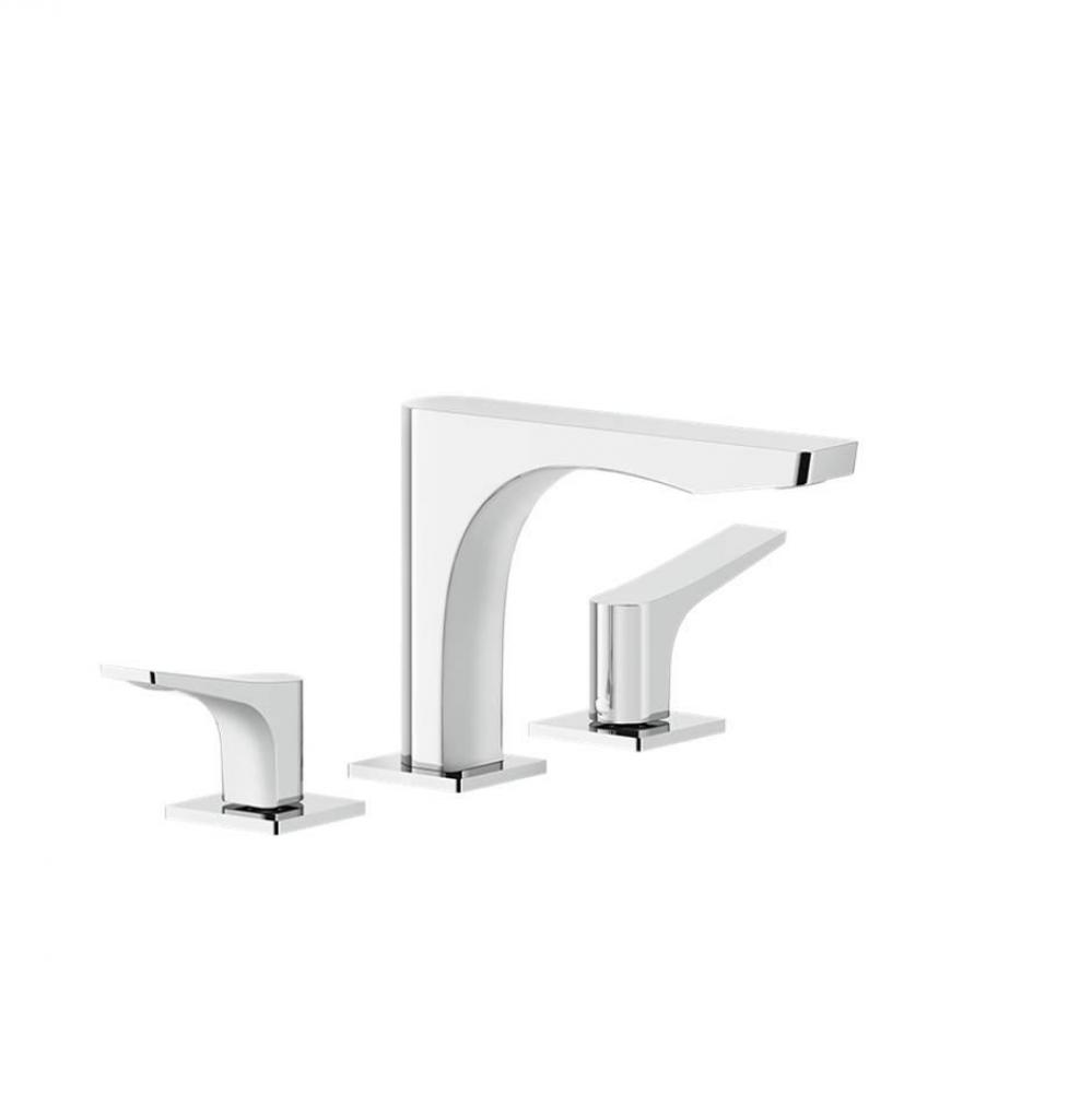 Widespread washbasin mixer without pop-up assembly
