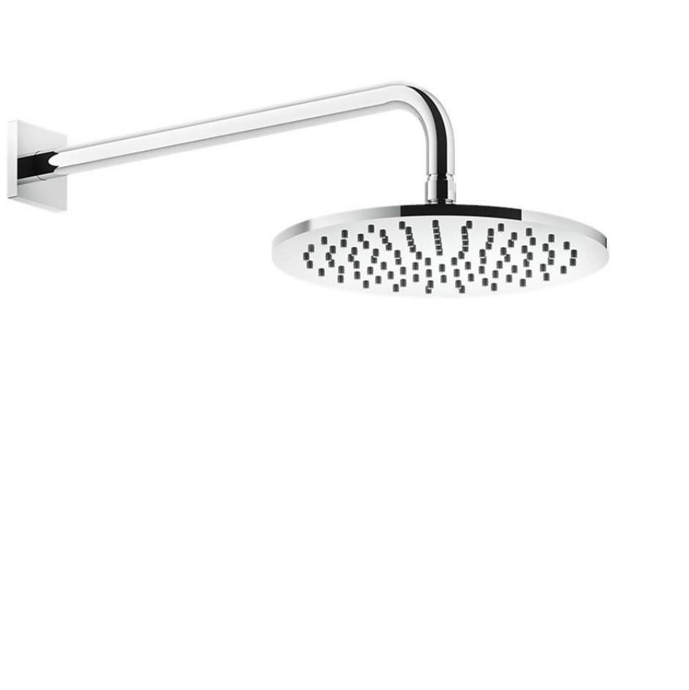 Wall-mounted adjustable shower head with arm.
