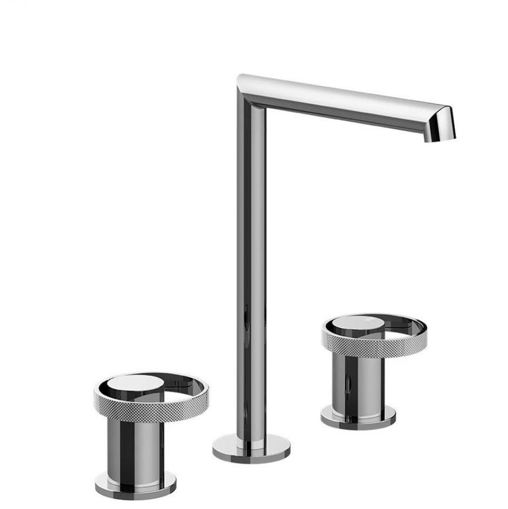 Widespread washbasin mixer without pop-up assembly