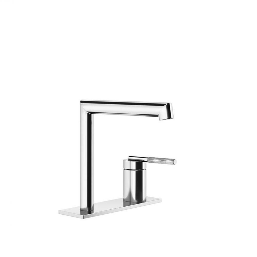 Deck-mounted washbasin mixer with separate control without pop-up assembly