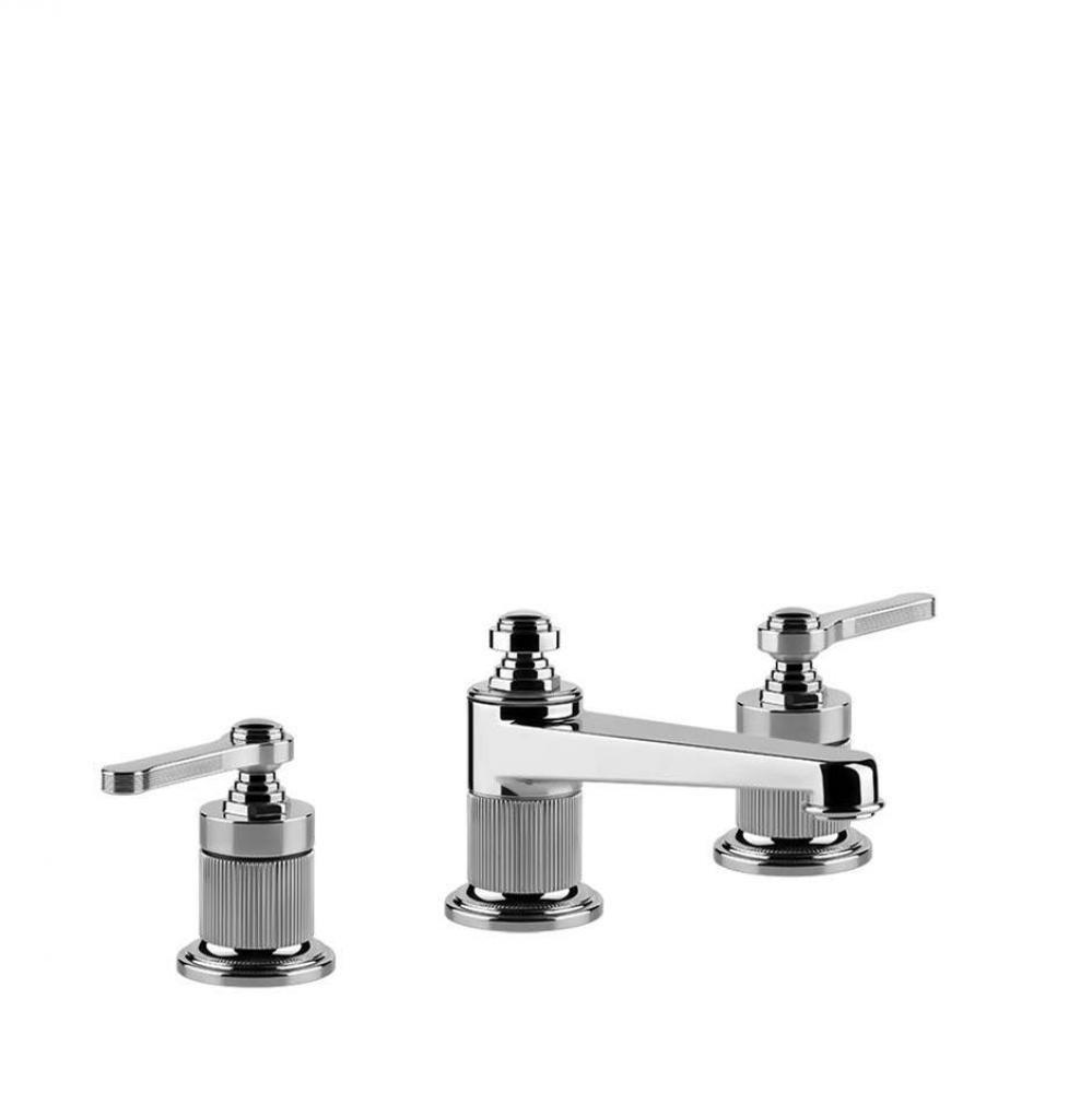 Widespread washbasin mixer without pop-up assembly