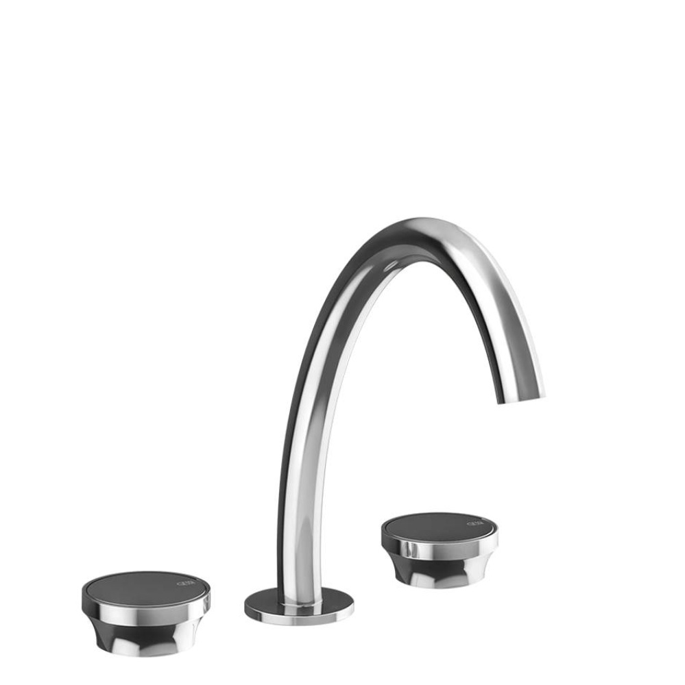 Widespread washbasin mixer without pop-up assembly