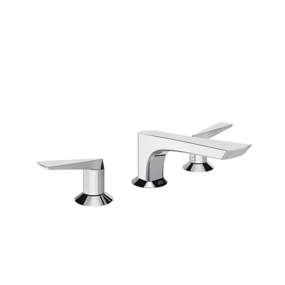 Widespread washbasin mixer without pop-up assembly