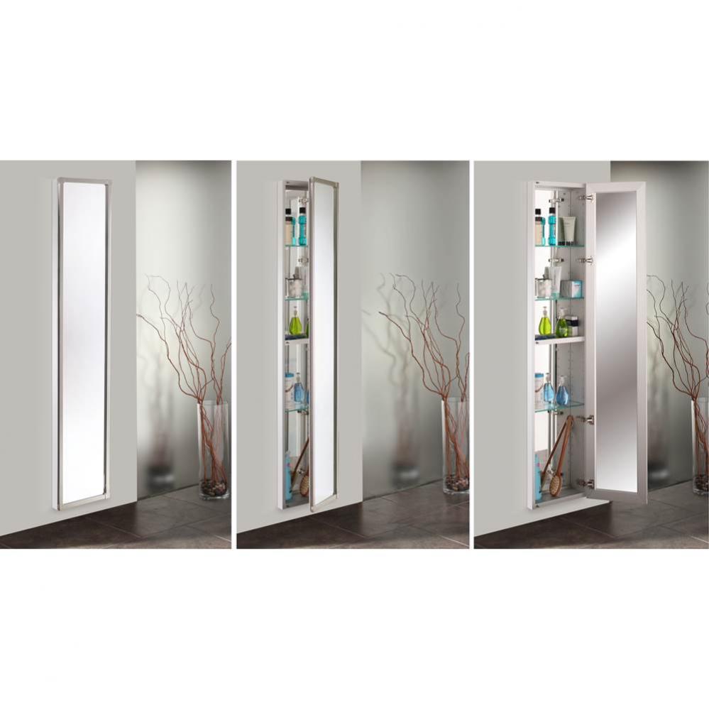 20'' x 72'' Satin Chrome Full Length Park Avenue Framed Mirrored Cabinet - 6 I