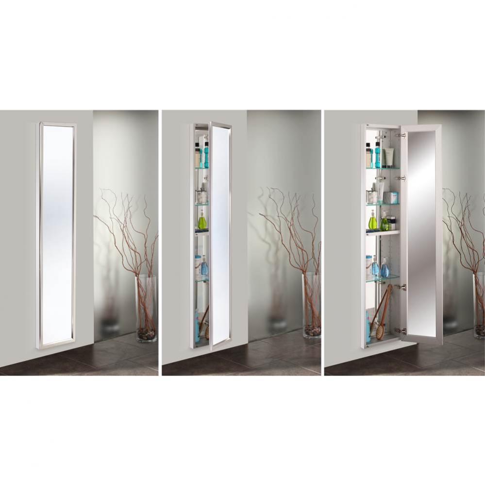 20'' x 72'' Satin Chrome Full Length Trinity Framed Mirrored Cabinet - 6 Inch