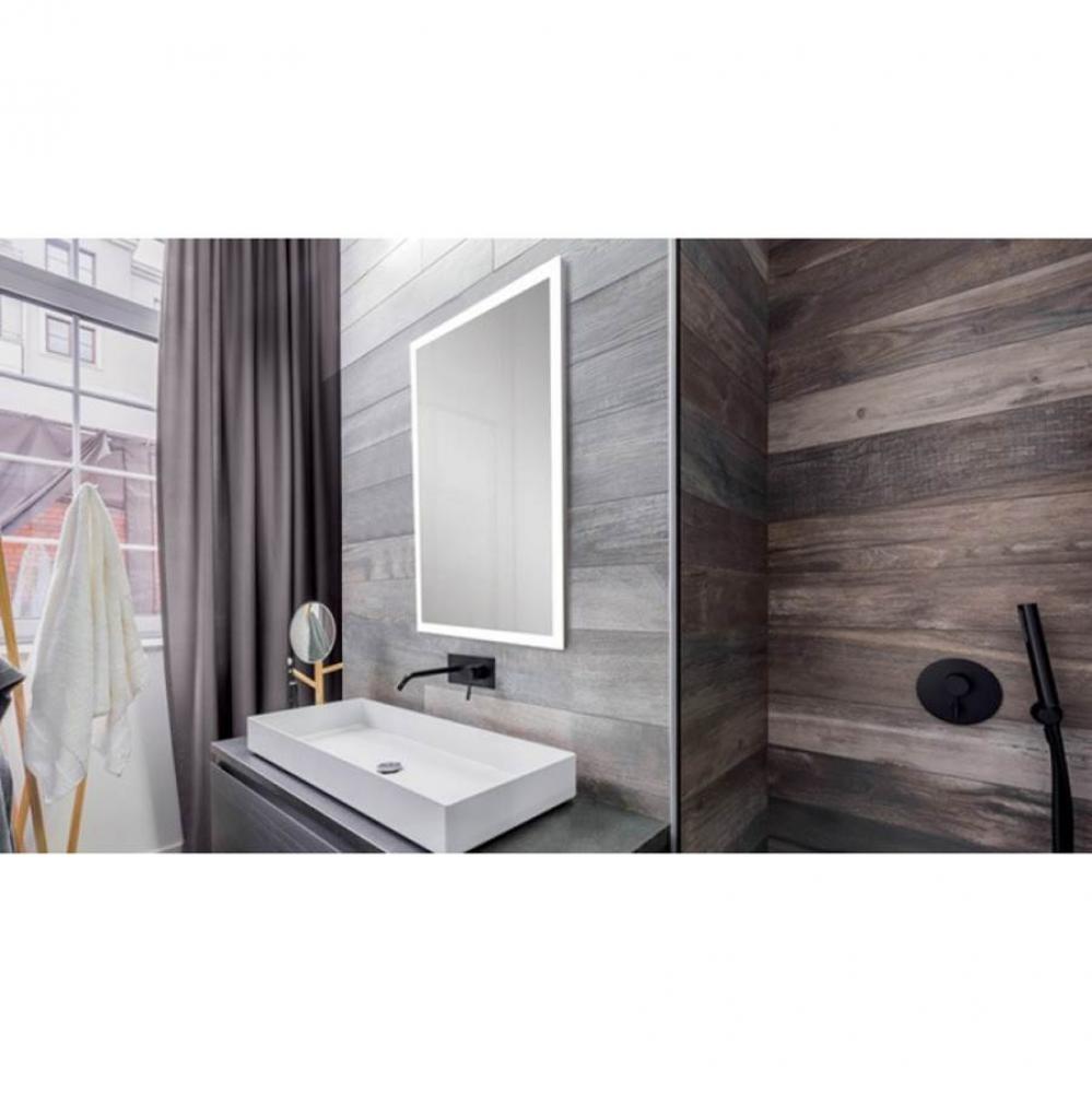 Frameless Illuminated Mirror with Defogger, 24'' x 36''