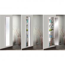GlassCrafters GC1672-4-SC-LE-FM-OB-L - 16'' x 72'' Satin Chrome Full Length Lexington Framed Mirrored Cabinet - 4 Inc