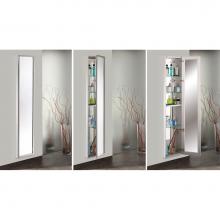 GlassCrafters GC1672-4-SC-PA-FM-OB-L - 16'' x 72'' Satin Chrome Full Length Park Avenue Framed Mirrored Cabinet - 4 I