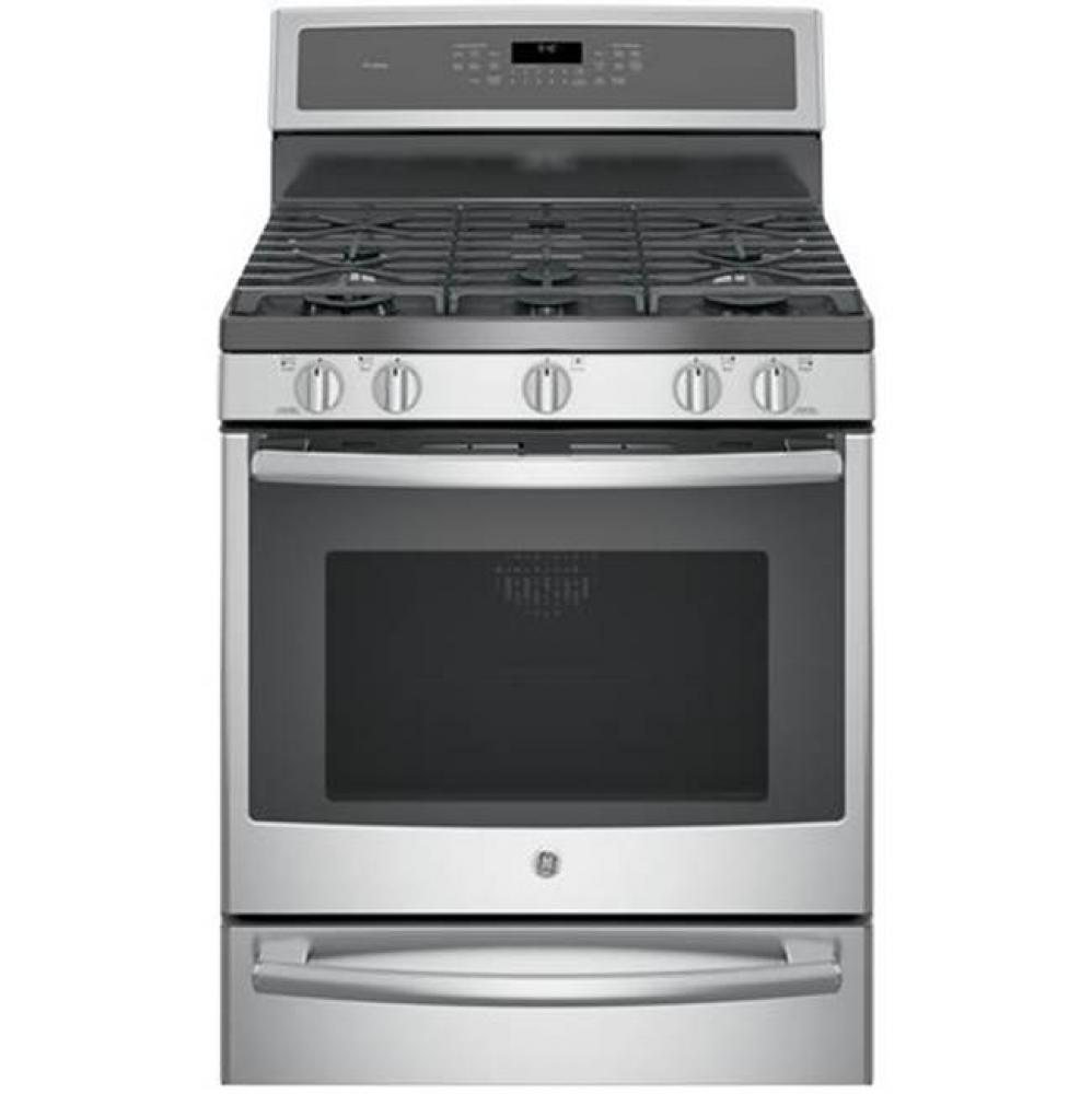 GE Profile 30'' Smart  Dual-Fuel Free-Standing Convection Range with Warming Drawer