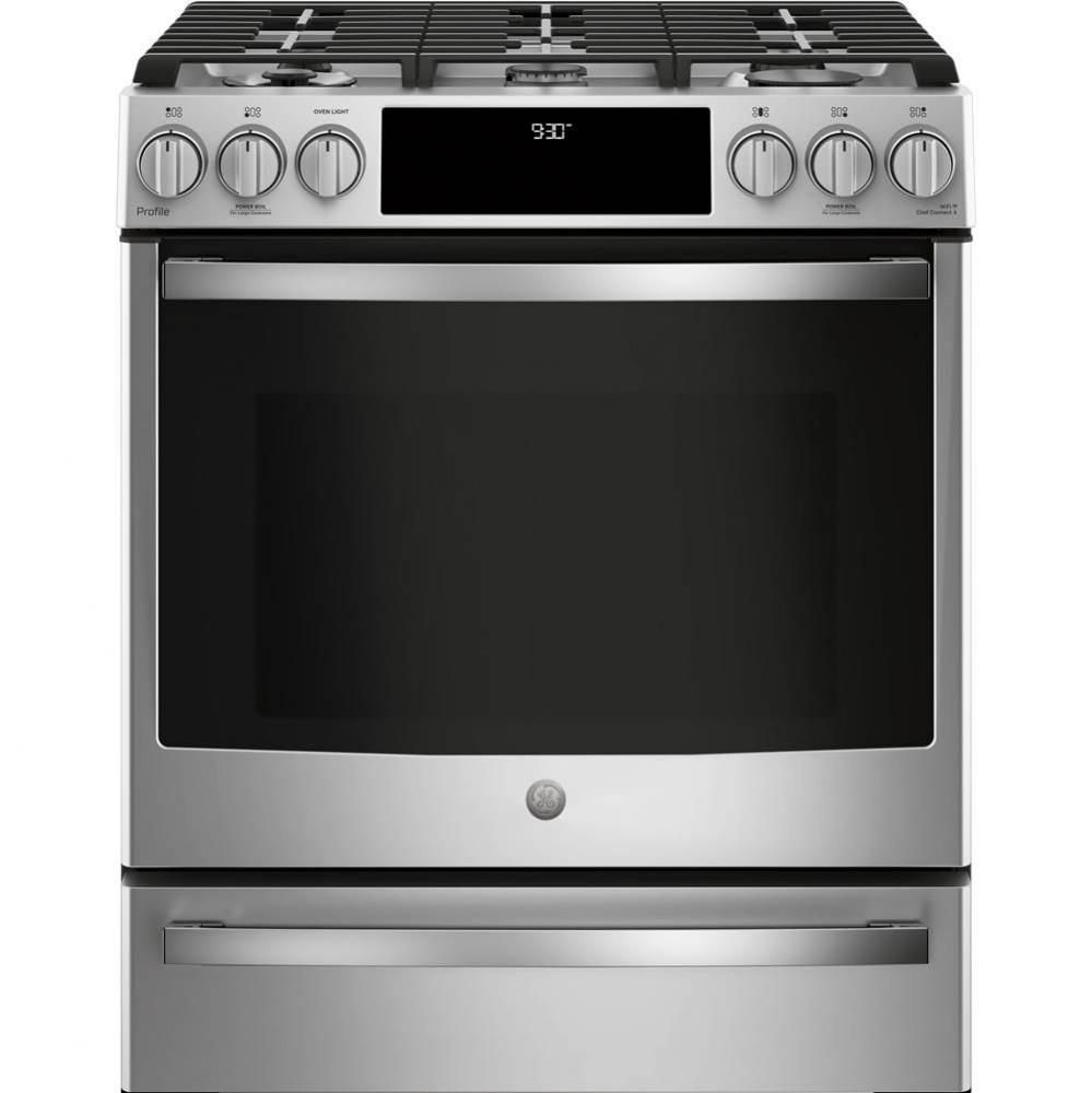 GE Profile 30'' Smart Dual Fuel Slide-In Front-Control Range