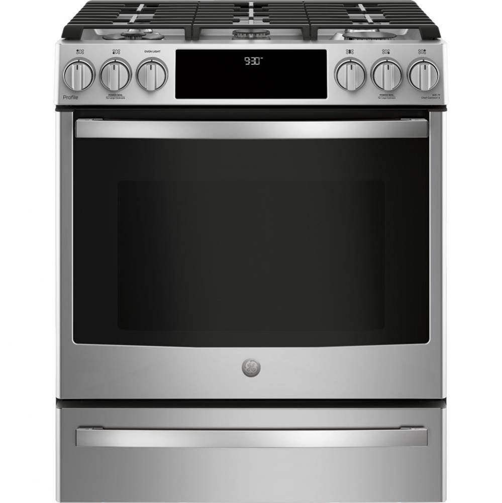 GE Profile 30'' Smart Slide-In Front-Control Gas Range