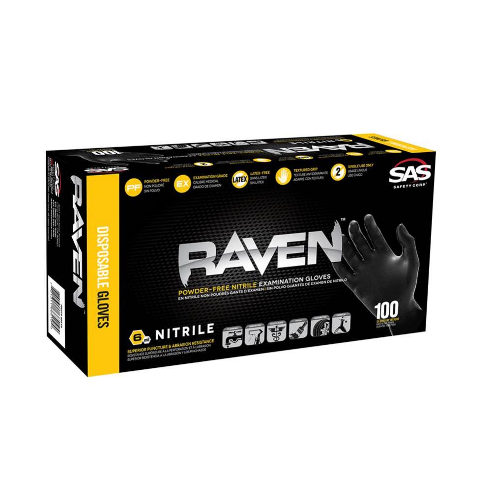 Raven Gloves Nitrile Black 6 Mil Med