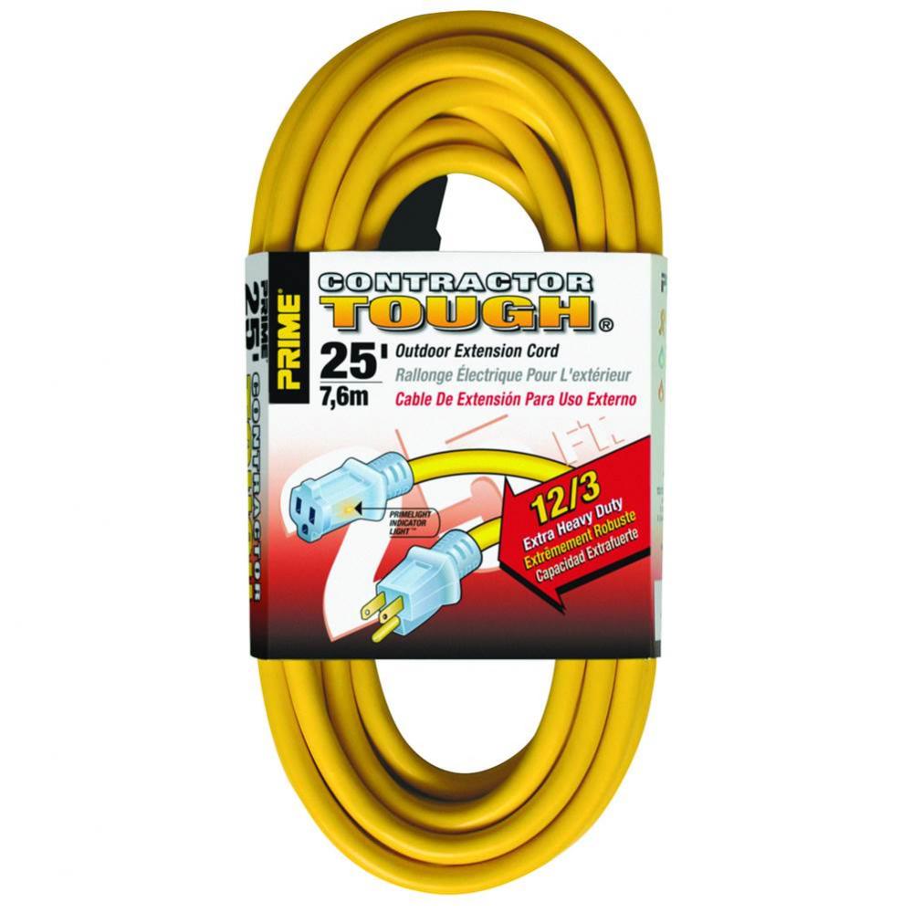 Extension Cord Yellow 25Ft 12/3