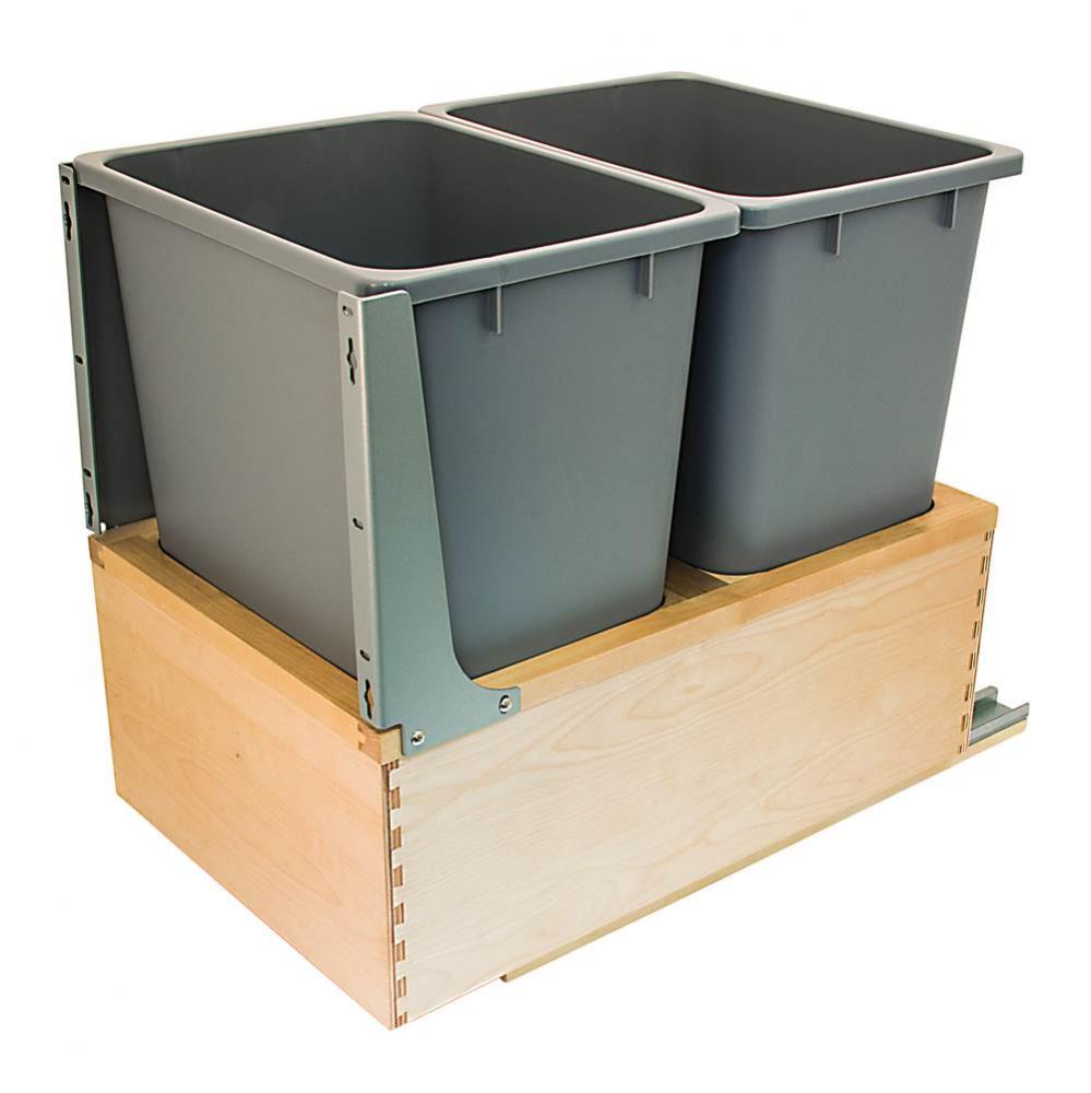 Trash Can Double W/Sc Btm Mnt 36Qt Maple