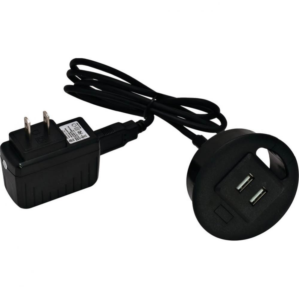 Chrg Grommet 2Usb 2.0A Chrg Prt Pl Bl