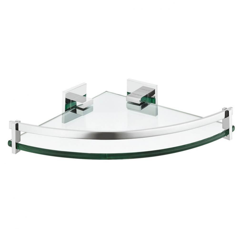 Square Qtr Circle Shelf W/ Gls Pol Chrm