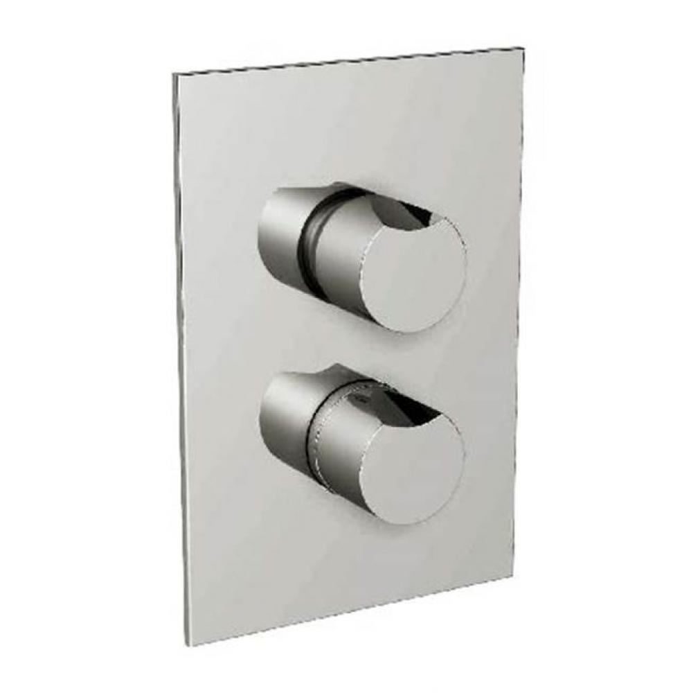 Metro-Thermostatic Trim With Solid Brass Square Plate With Two
