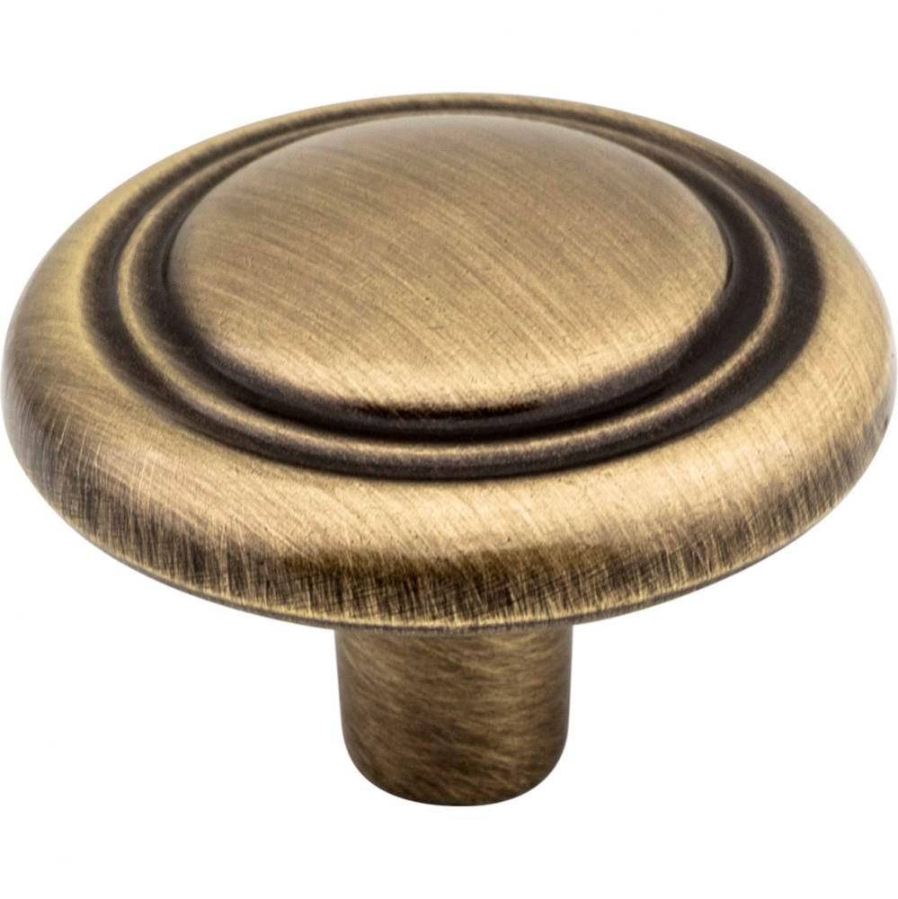 1-1/4'' Diameter Brushed Antique Brass Kingsport Cabinet Mushroom Knob
