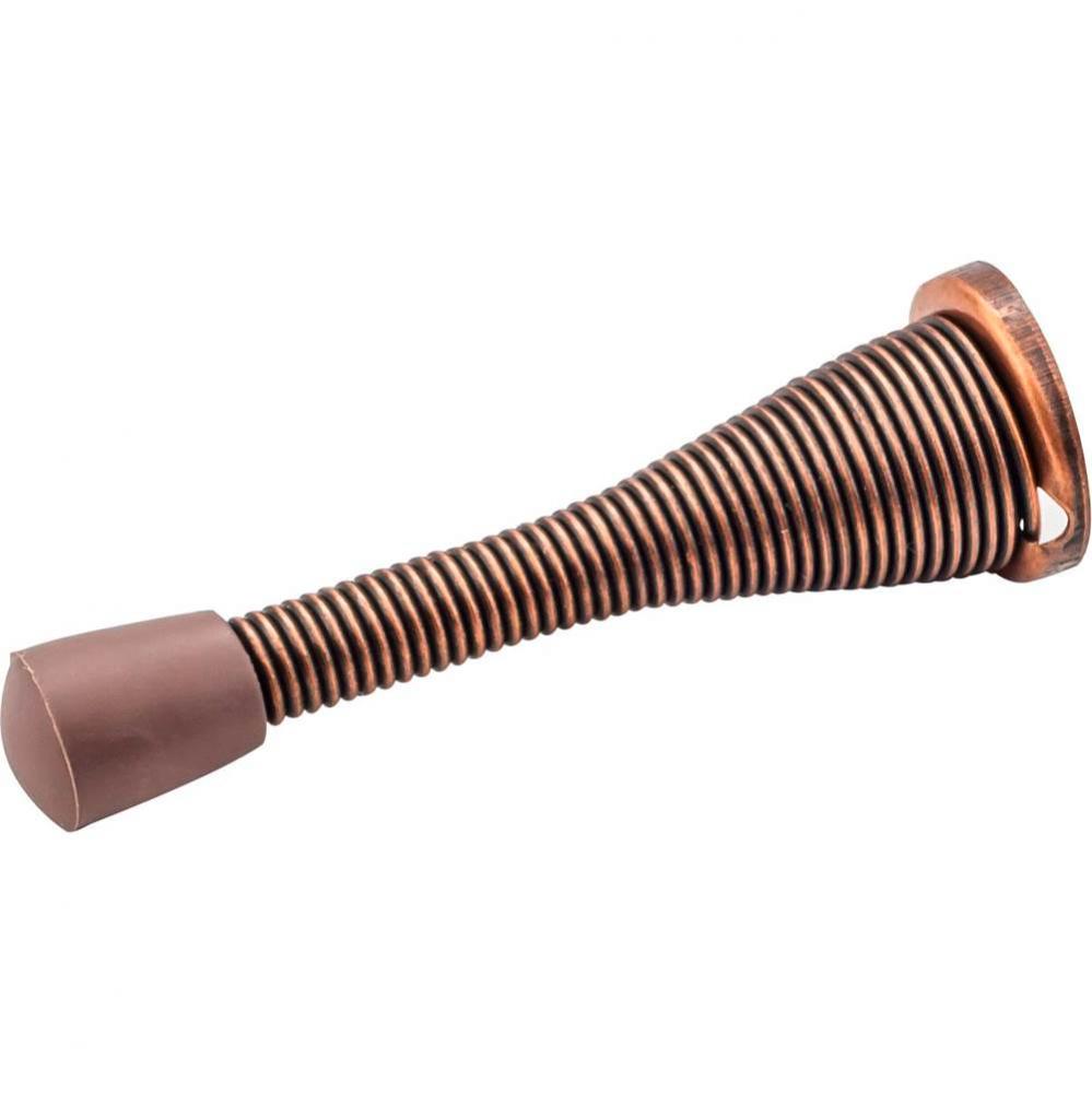 3'' Spring Door Stop with Rubber Tip - Dark Brushed Antique Copper