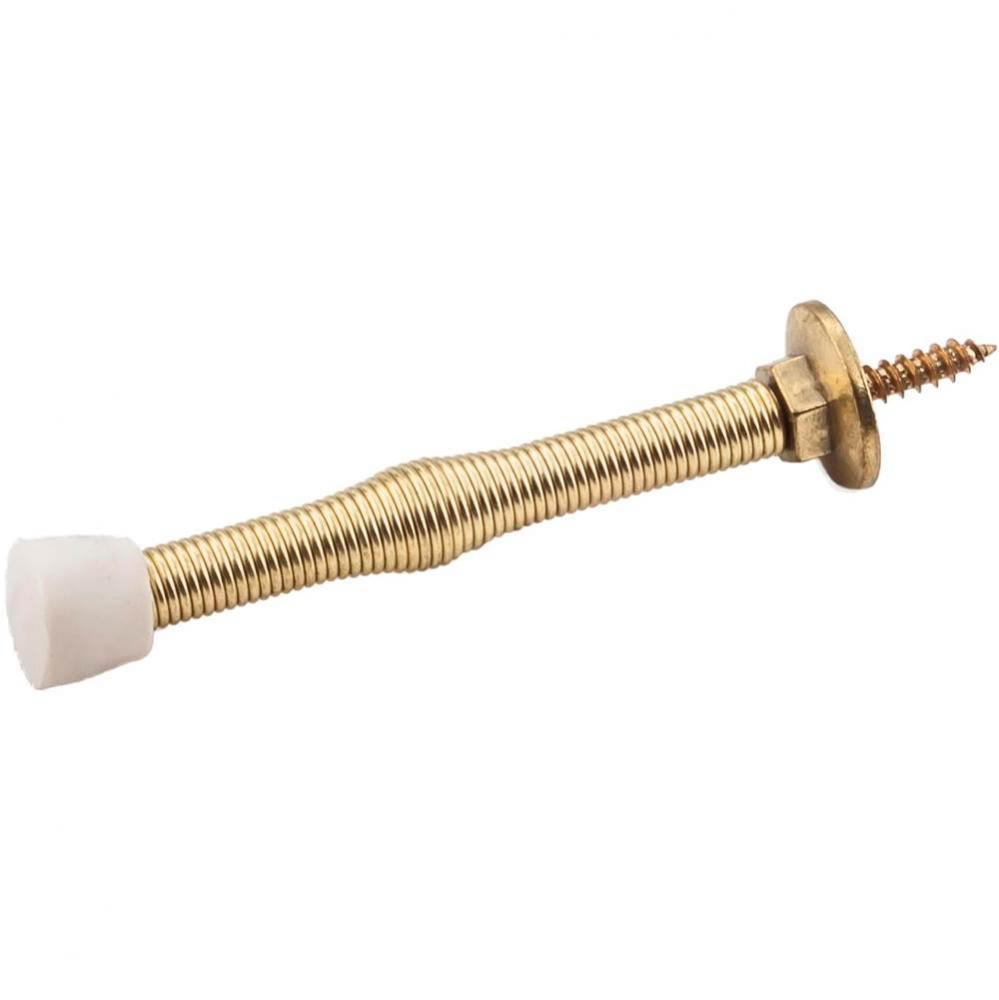 3'' Polished Brass Spring Door Stop with Rubber Tip