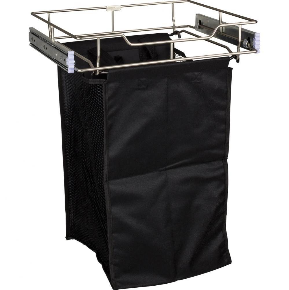 Satin Nickel 14'' Deep Pullout Canvas Hamper with Removable Laundry Bag