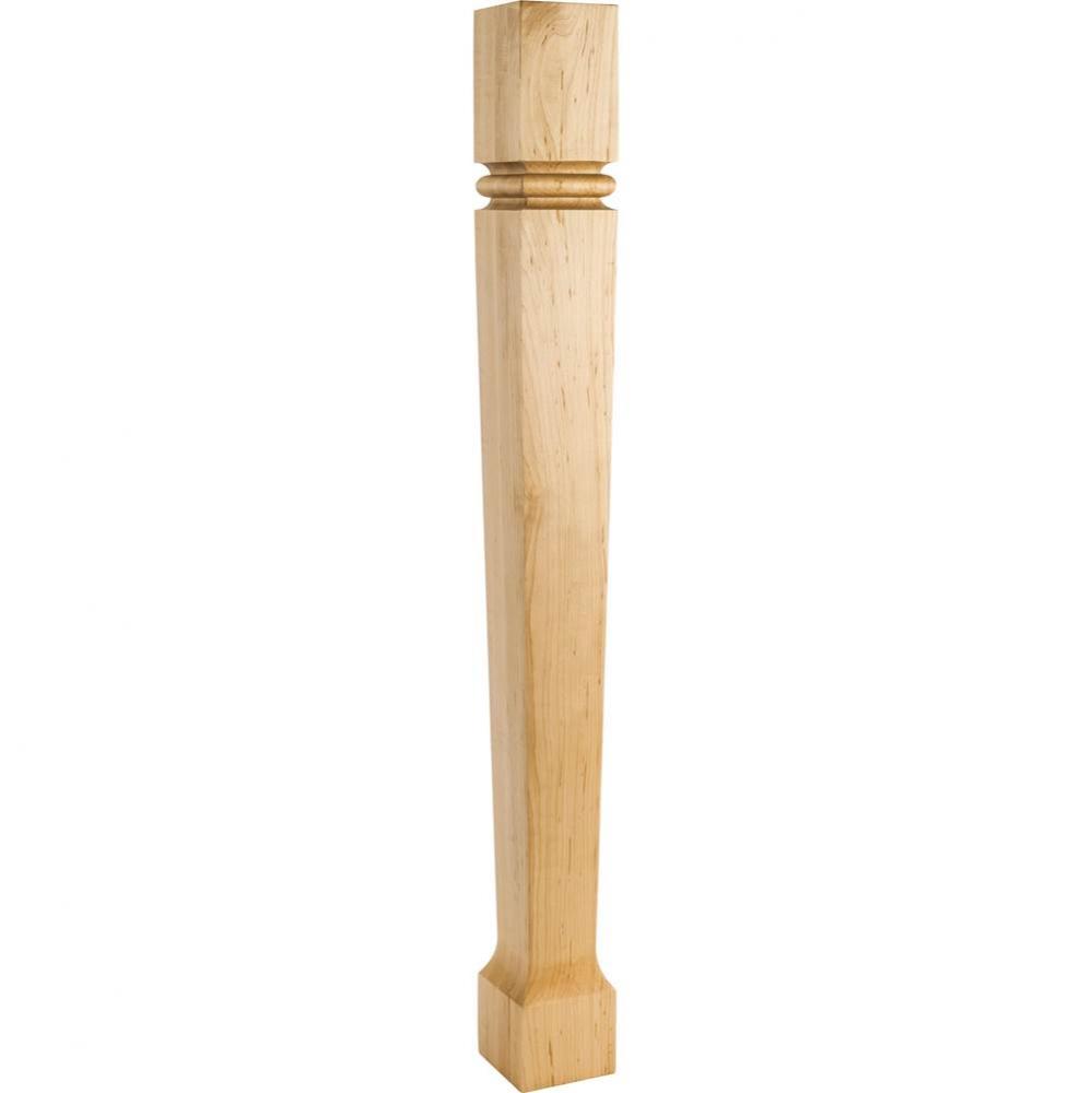 3-1/2'' W x 3-1/2'' D x 35-1/2'' H Rubberwood Bullnose Tapered Post
