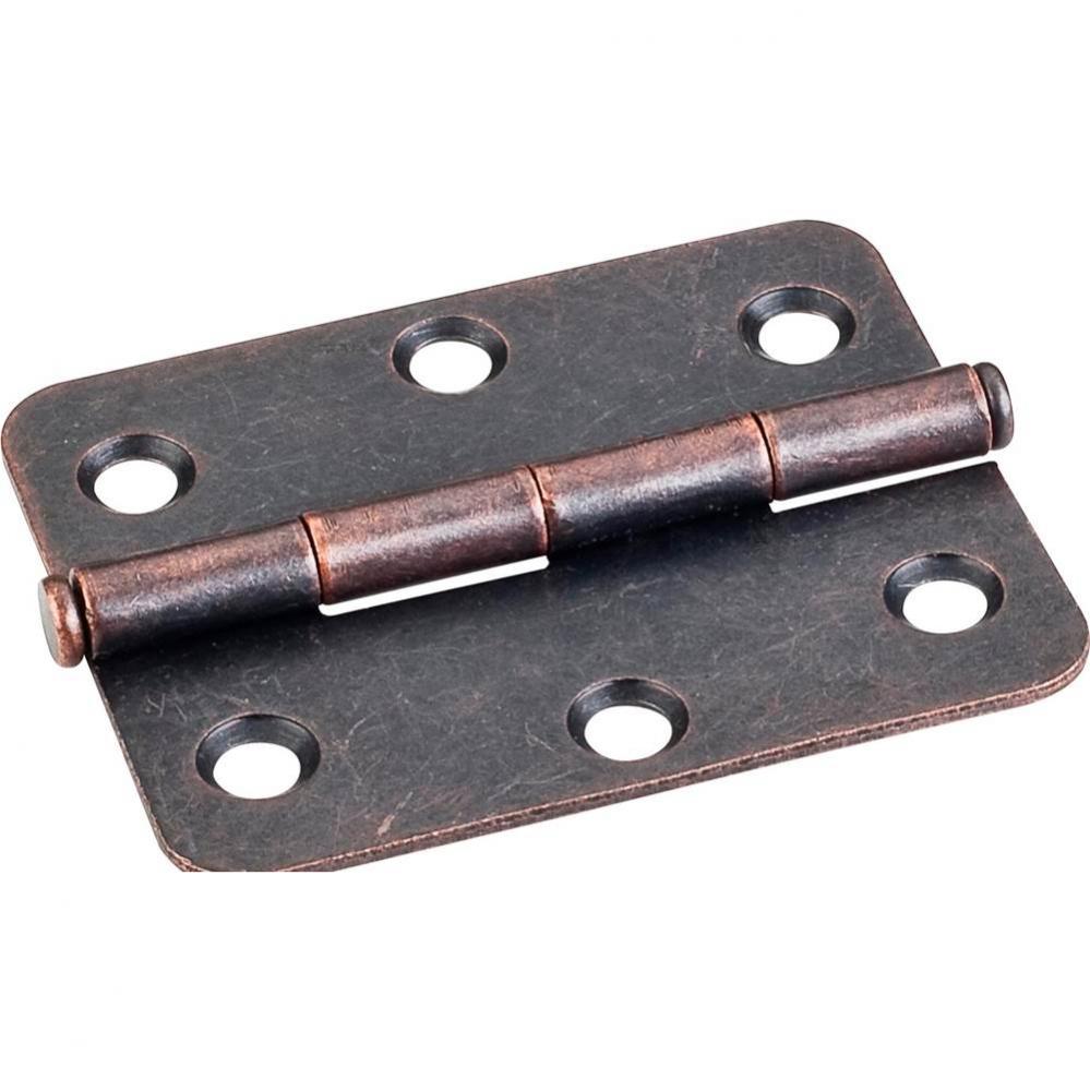 Dark Antique Copper Machined 2-1/2'' x 2'' Radius Butt Hinge