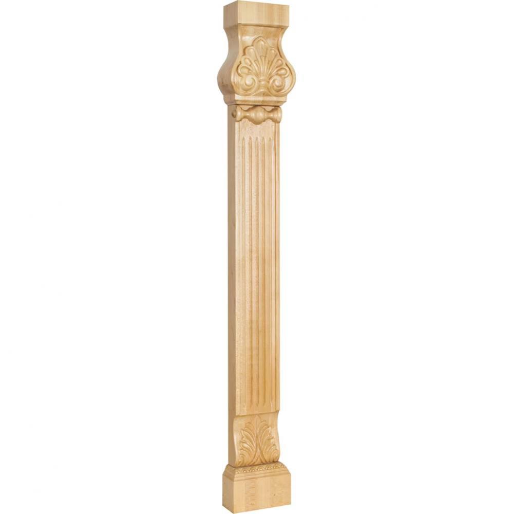35-1/2'' H Rubberwood Acanthus and Shell Pilaster