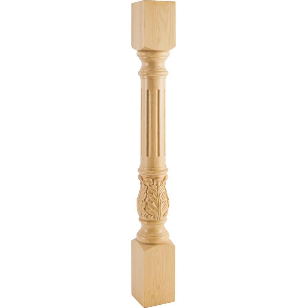 4'' W x 4'' D x 35-1/2'' H Rubberwood Fluted Acanthus Post