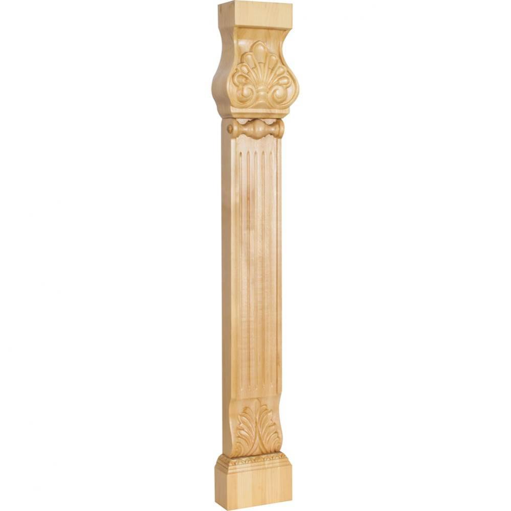 31'' H Rubberwood Acanthus and Shell Pilaster