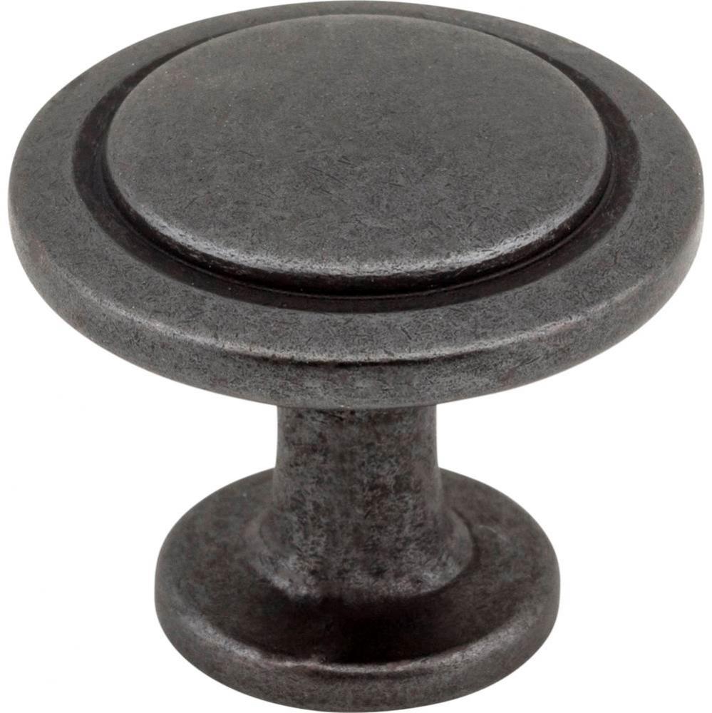 1-1/4'' Diameter Gun Metal Round Button Gatsby Cabinet Knob