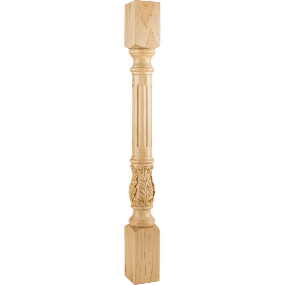 3-1/2'' W x 3-1/2'' D x 35-1/2'' H Rubberwood Fluted Acanthus Post