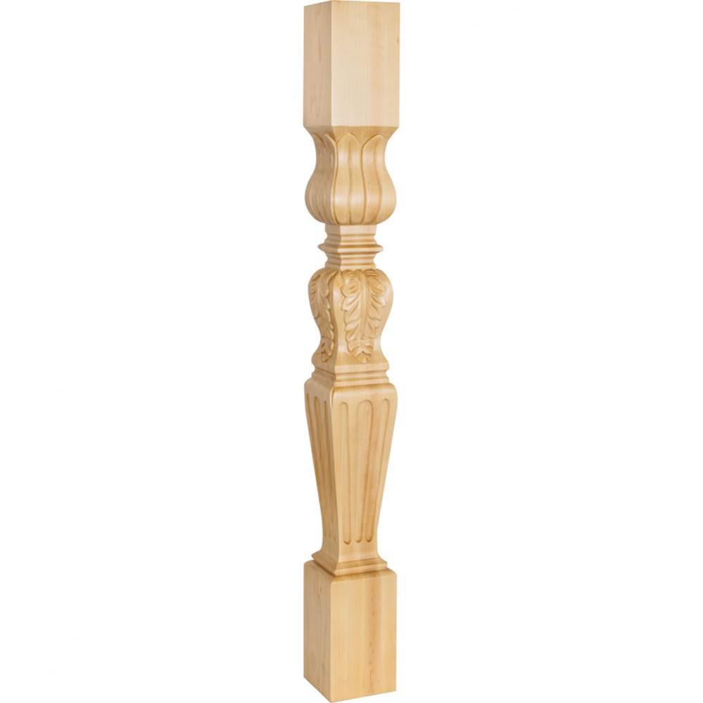 3-3/4'' W x 3-3/4'' D x 35-1/2'' H Rubberwood Fluted Acanthus Post