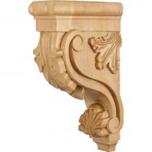 Hardware Resources CORE-RW - 3-3/8'' W x 7-3/4'' D x 13'' H Rubberwood Acanthus Corbel