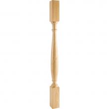 Hardware Resources P1-3-42RW - 3'' W x 3'' D x 42'' H Rubberwood Turned Post